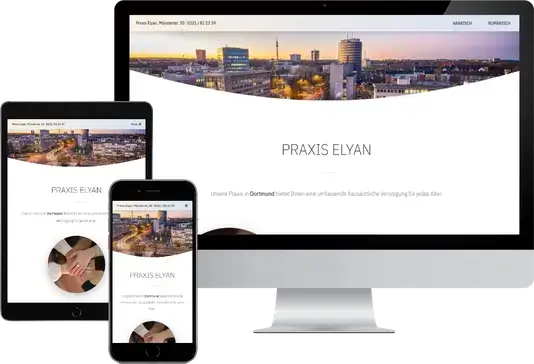 Screenshot der Website von Praxis Elyan
